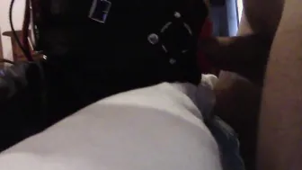 Very close see of Laura throated by a huge dick with a lip open mouth gag lot of drooling