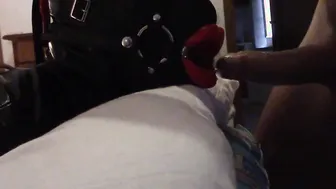 Very close see of Laura throated by a huge dick with a lip open mouth gag lot of drooling