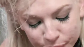 Pale cleaning lady plowed and whipped