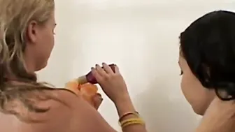 Little Summer goes lesbo with sexy brunette