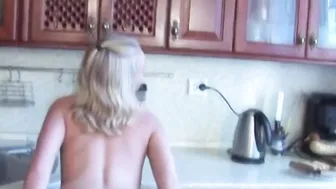 Sarah Kimble fingering her shaved pussy with cream