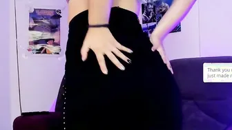PART one: Young women tries on clothes inside front of