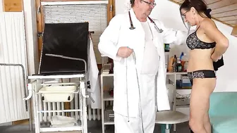 Older Emily Devine examined and made to cum into gyno
