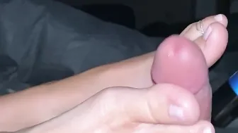pov GIGANTIC CUM FOUNTAIN on my light pink feet 