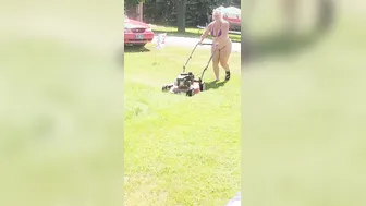 Get back to find wifey mowing into a g-string bikini