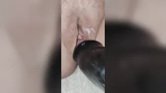 Big Black Cock slutwife takes bbcs toy rough with gigantic snatch gape