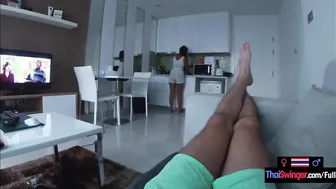 Thai amateur 18 year old lover cleans before chilling her bf