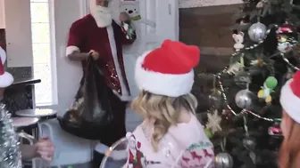 Christmas Surprise! Step-Sister's Hot Gift to Her Stepmom & Dad in Threesome
