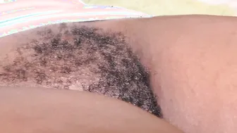 Ebony bushy cunt screwed and filled by a gigantic white