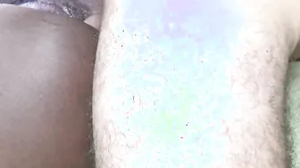 Ebony bushy cunt screwed and filled by a gigantic white
