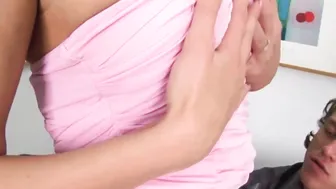 Babesalicious - a Good Boobies Doll is Cumshot into Face Vigorously by a Married Man.