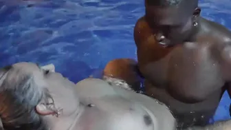 two BBW chick gotten boned by two big black dick Poolside