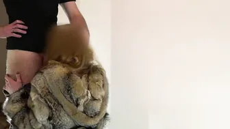 Bae passionate standing banged inside clothes fur coat leather legging