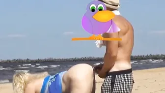 On the beach plowed old milf inside the butt
