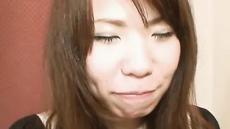 Amazing chinese dark haired Rie Obata kneads her unshaved cunt with a toy
