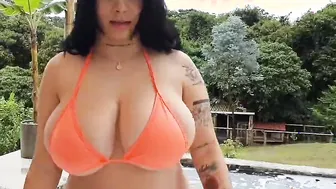 Gigantic Jugs gigantic areolas lusty bikini Goddess Kim Velez