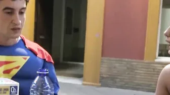 She getting rescued by the PORN SUPERMAN: She sucks her penis into exchange