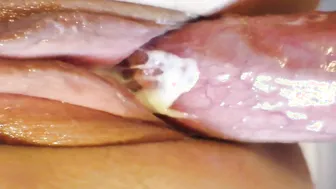 CREAMY ORGASM CLOSE-UP - Queen of Cream EJACULATES all over rough penis - multiple female orgasm snatch cream