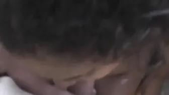 Petite ebony sucks dick on demand