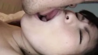 Adorable oriental dark hair Rei Sawamoto blown dick and get cunnilingus and irresistible sex inside return