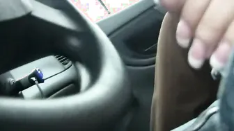 Grab porn video – Naughty Brunette grab dick and blowjob on car