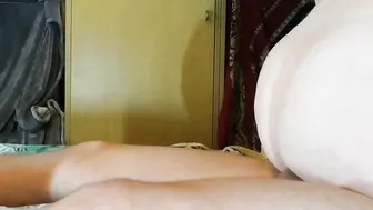 Gigantic assed bimbo riding penis  licks it clean after cumshot