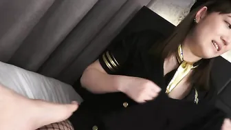 Delicious bimbos Nagisa Katagiri inside her airline uniform having fun dress up