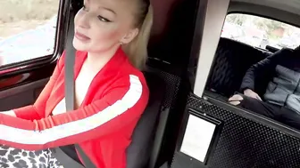 Big Titted cab driver cougar blows and pussyrides her customer