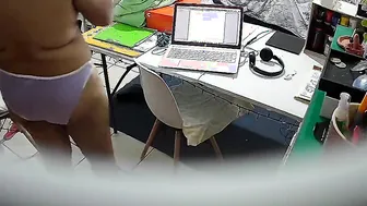 my chubby GF broadcasts on web cam while im at work
