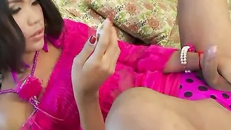 Exotic Thai Hottie Amy Spanks Her Ladyboy Dick