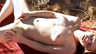 Petite teen masturbates outdoors 2