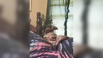Black girl rips her pants and masturbates