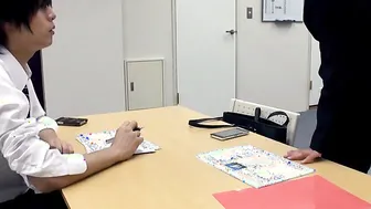 Hasumi is lusty at the office so uses her dildo to masturbate
