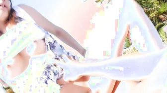 Farmer women Naoh Koizumi is boned into her garden so rough