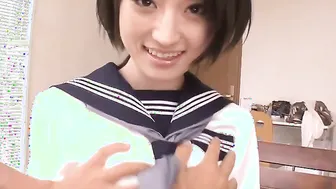 Petite Mitsuki is banged under uniform skirt