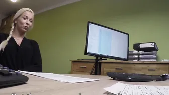 First porn casting of Karol in office of loan manager