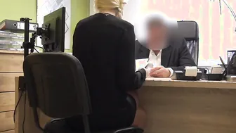 Sex-hungry agent is ready to help miss if she satisfies him