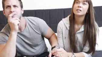 Slut rides strangers phallus while cuckold watches this