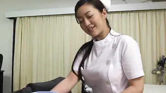 Nurse Maria Ono fingered her patients butt while blowing his dick
