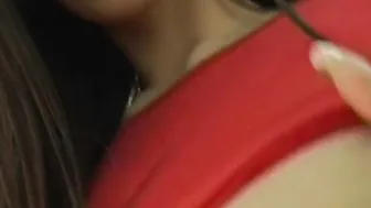 Cutie Dark Haired Deals with 2 Cocks