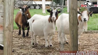 German cougar blonde have sexdate at a farm