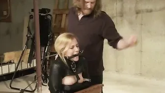 Blonde is restrained and flogged rough by domina