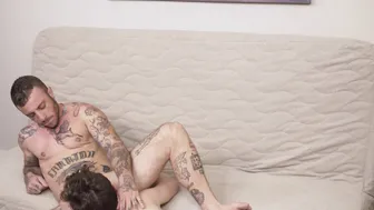 FTM Men - Tatted trans man gets supercharged pounding from young jock