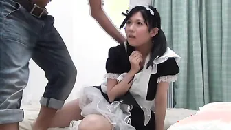 Mai Araki is not wearing any underwear while cleaning her client\s home