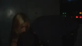 Crystal Ray blowjob a dick at video store