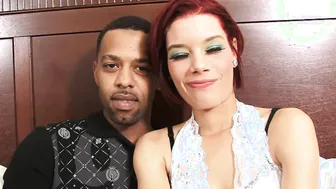Skinny redhead girl with small tits having interracial sex