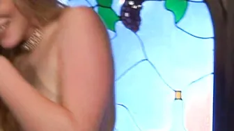 American blonde with big tits fucks in high heels