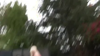 Outdoor FFM threesome on the tennis court with two skinny teenage girls