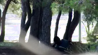 Black haired french girl fucks outdoor