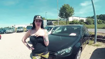 Busty black haired Babe fucking for a better car price